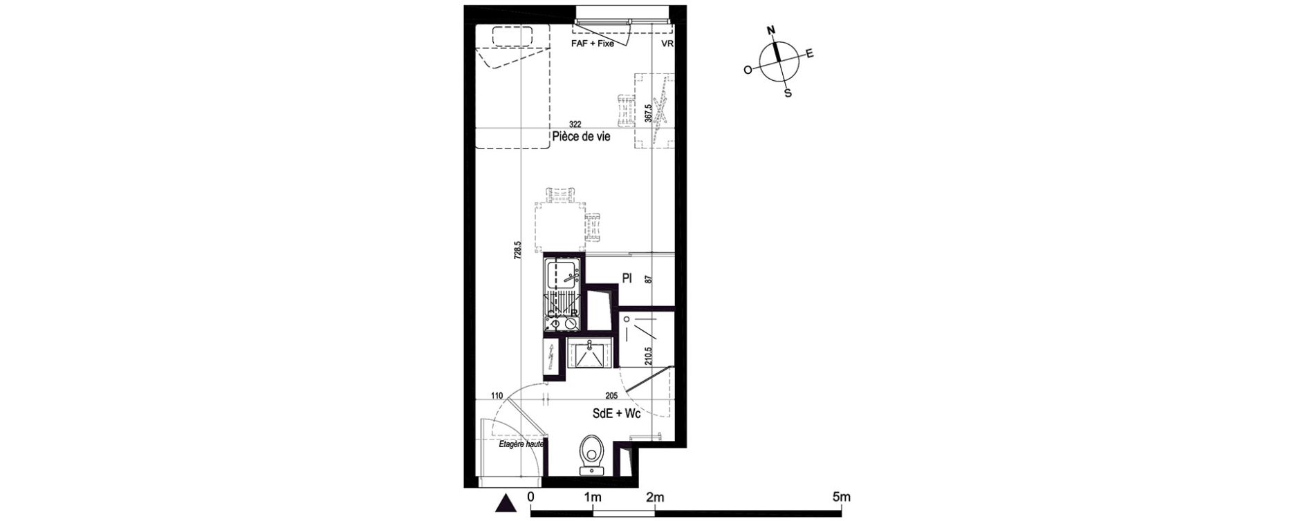 Studio de 21,81 m2 &agrave; Brest Quatre moulins