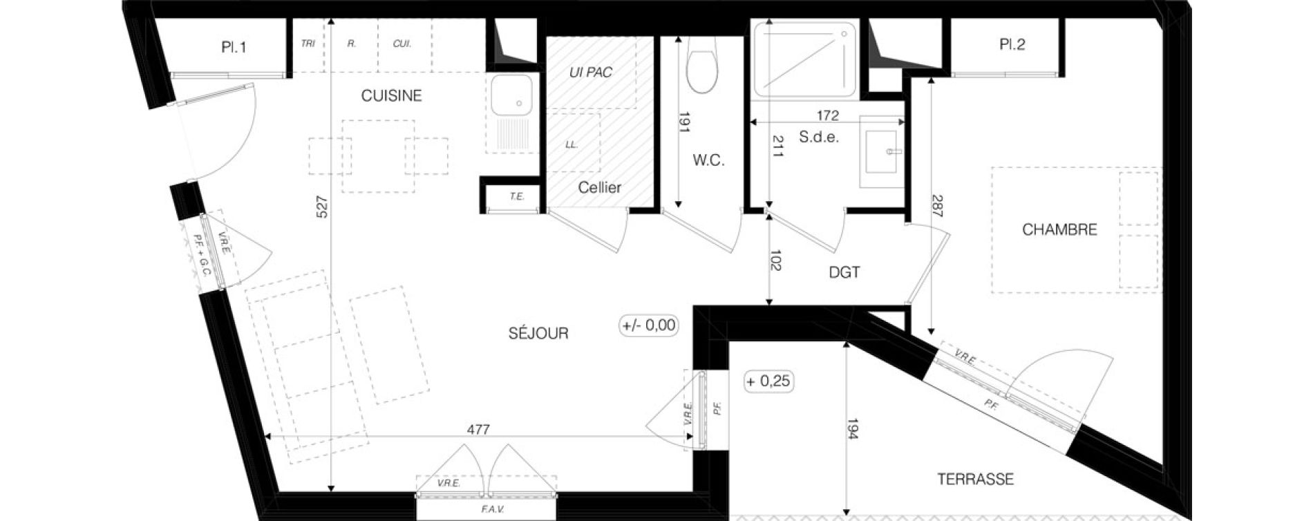 Appartement T2 de 44,56 m2 &agrave; Brest Kerlinou