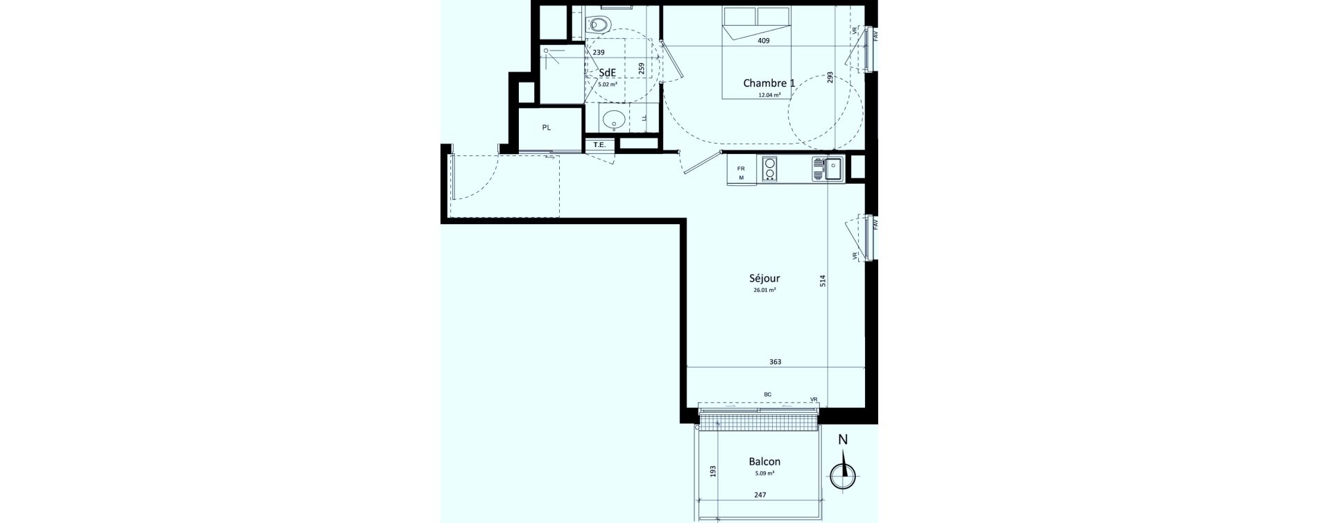 Appartement T2 de 43,07 m2 &agrave; Brest Lambezellec