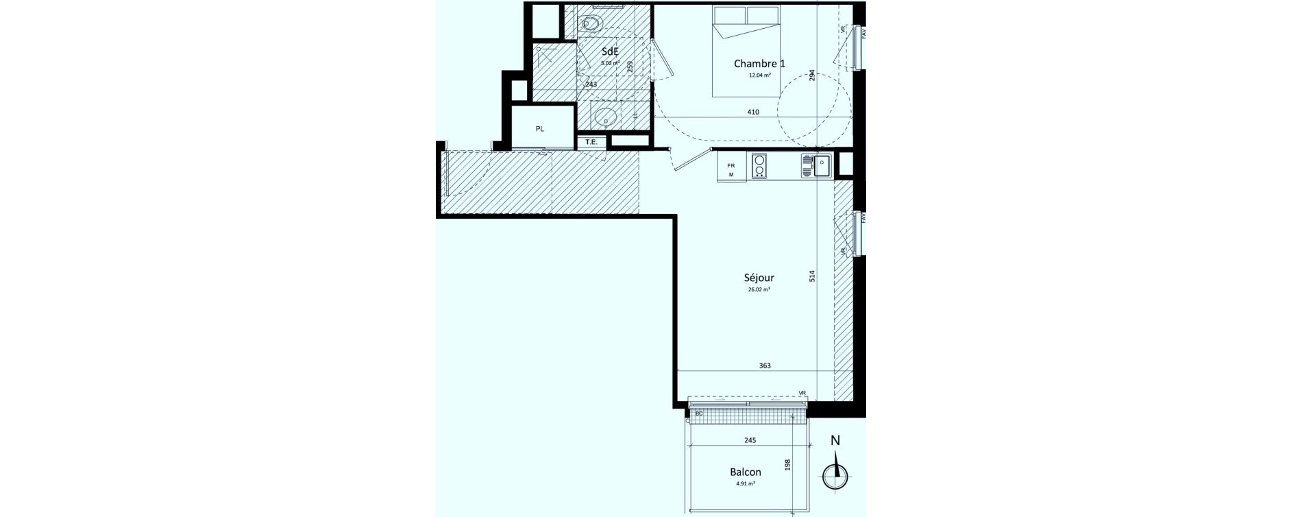 Appartement T2 de 43,09 m2 &agrave; Brest Lambezellec