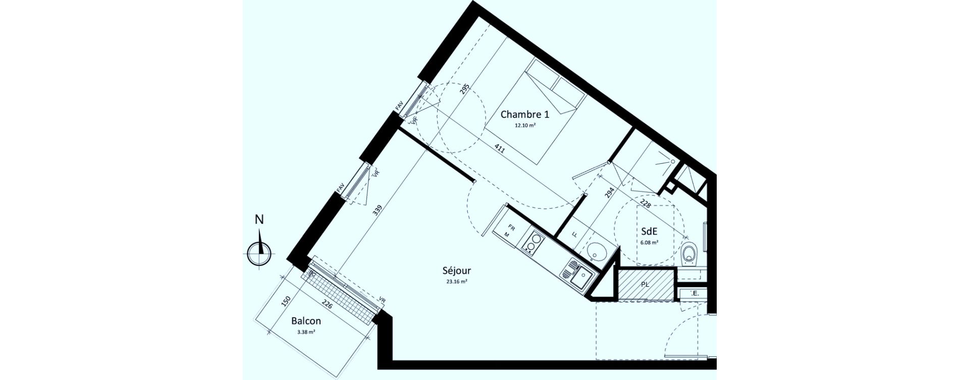 Appartement T2 de 41,34 m2 &agrave; Brest Lambezellec
