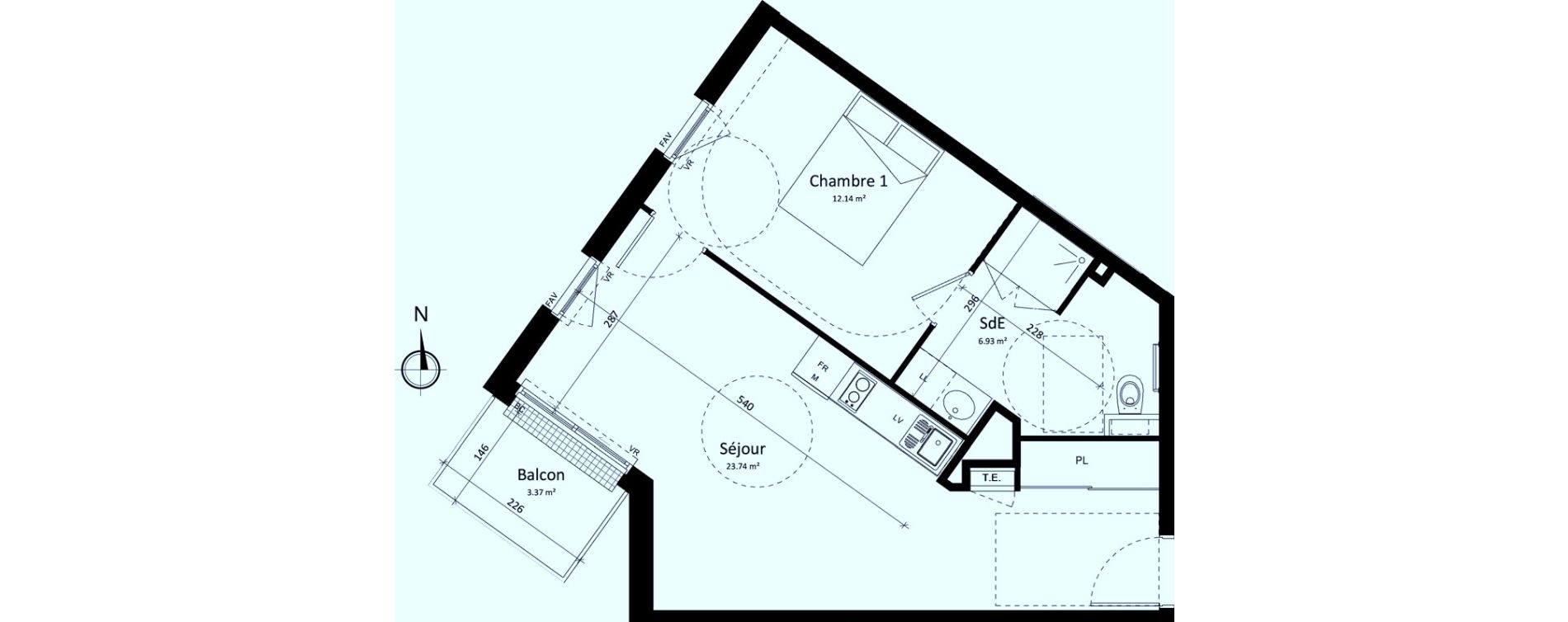 Appartement T2 de 42,81 m2 &agrave; Brest Lambezellec