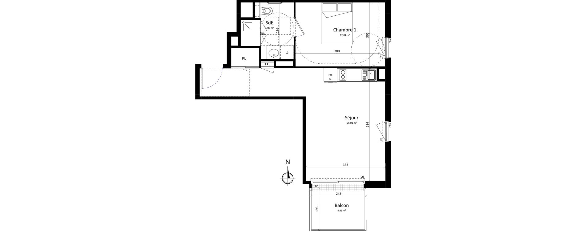 Appartement T2 de 43,07 m2 &agrave; Brest Lambezellec