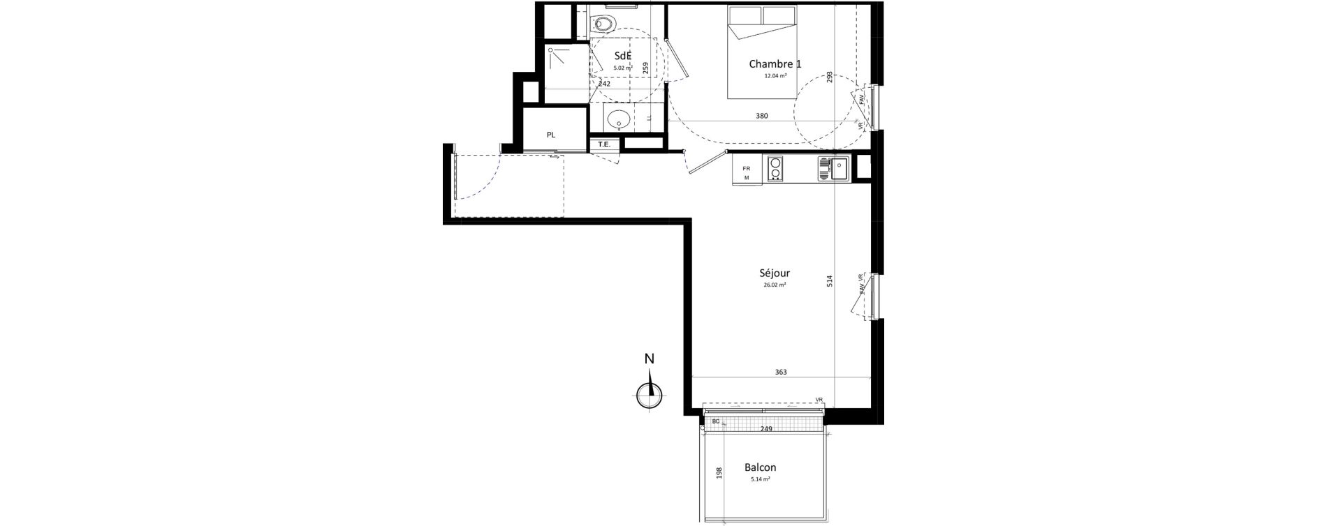 Appartement T2 de 43,09 m2 &agrave; Brest Lambezellec