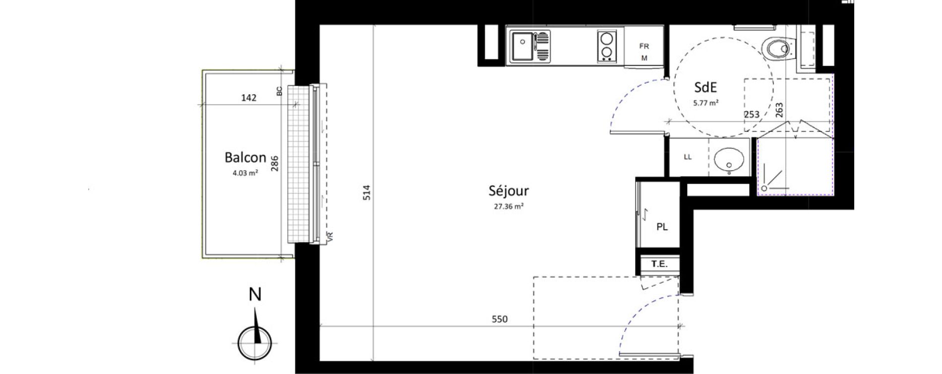 Appartement T1 de 33,13 m2 &agrave; Brest Lambezellec