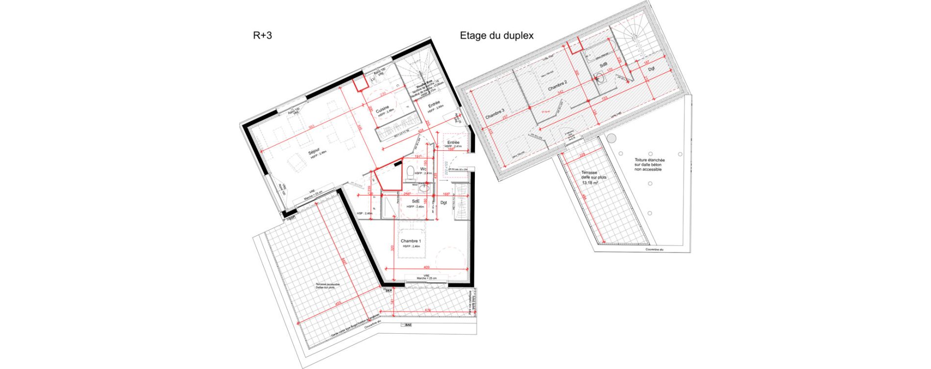 Duplex T4 de 105,30 m2 &agrave; Brest Lambezellec