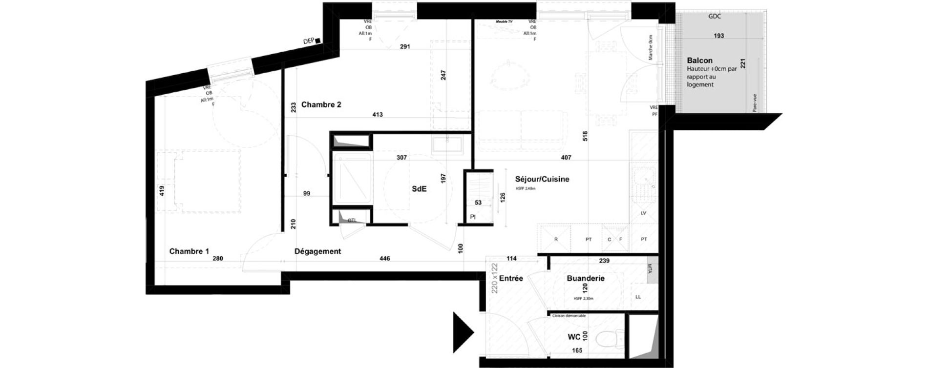 Appartement T3 de 62,20 m2 &agrave; Brest Lambezellec