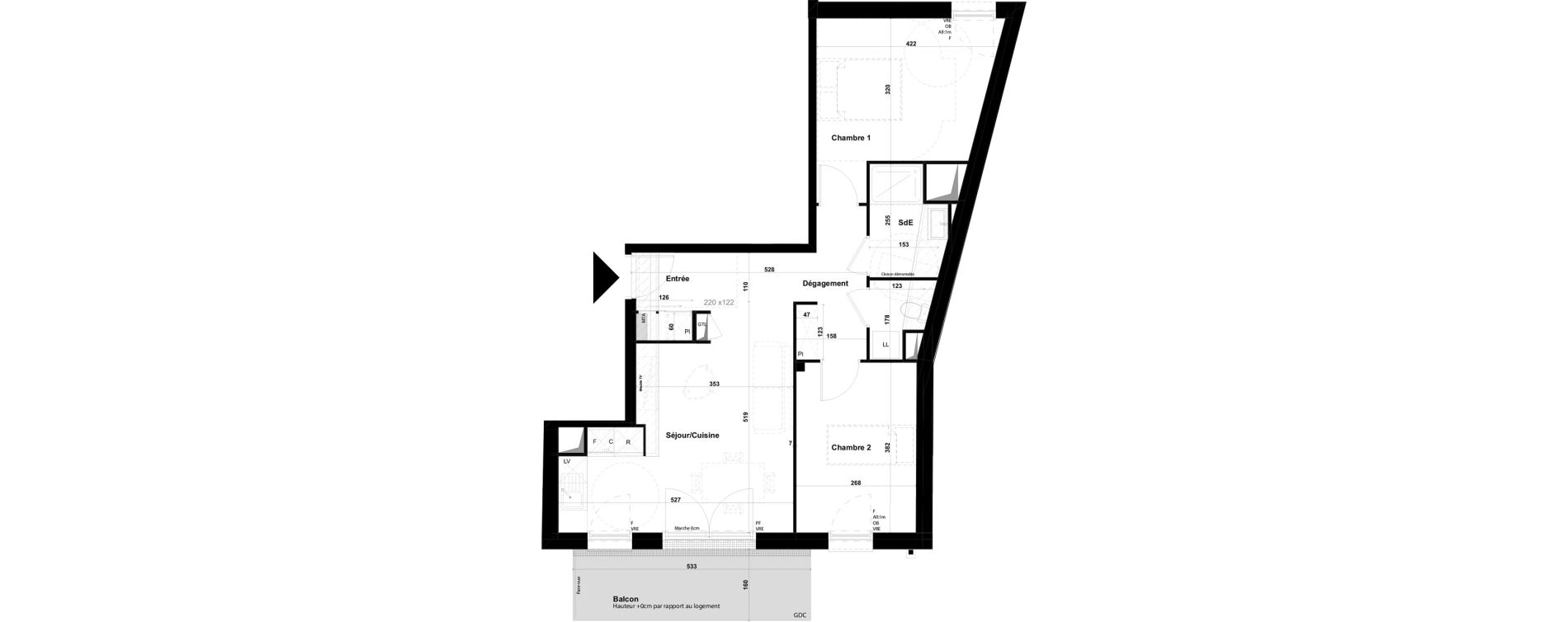 Appartement T3 de 60,06 m2 &agrave; Brest Lambezellec