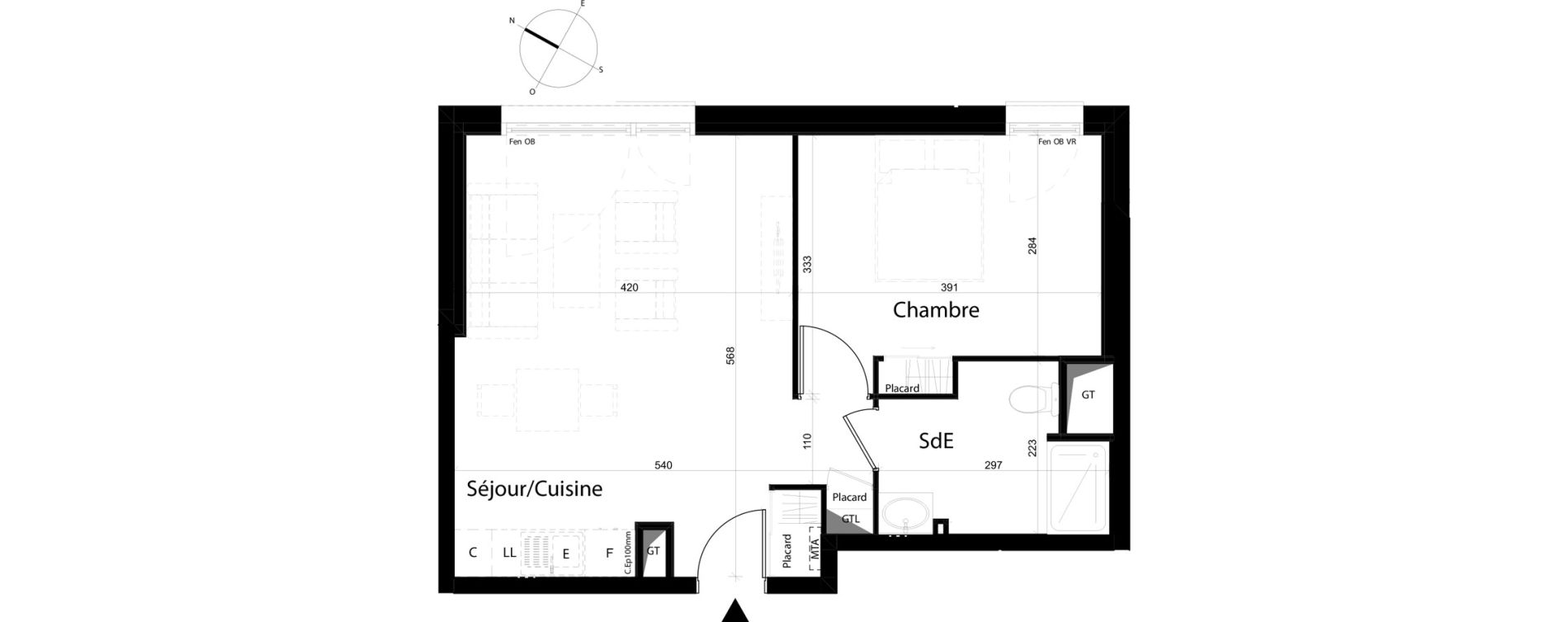 Appartement T2 de 43,63 m2 &agrave; Brest Lambezellec