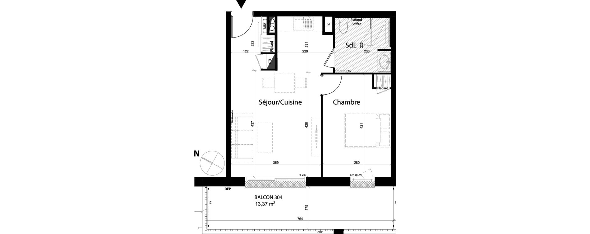 Appartement T2 de 41,43 m2 &agrave; Brest Lambezellec