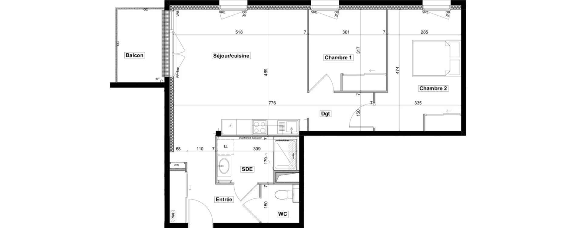 Appartement T3 meubl&eacute; de 68,30 m2 &agrave; Brest Saint pierre