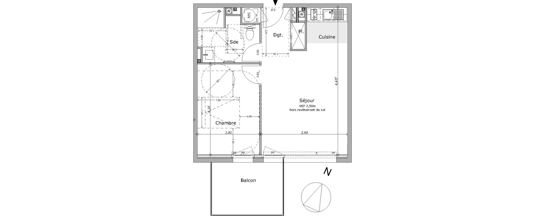 Appartement T2 de 43,28 m2 &agrave; Brest Quatre moulins