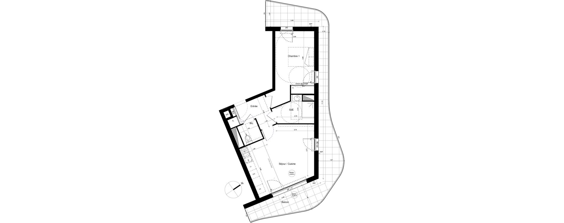 Appartement T2 de 47,43 m2 &agrave; Brest Cerdan