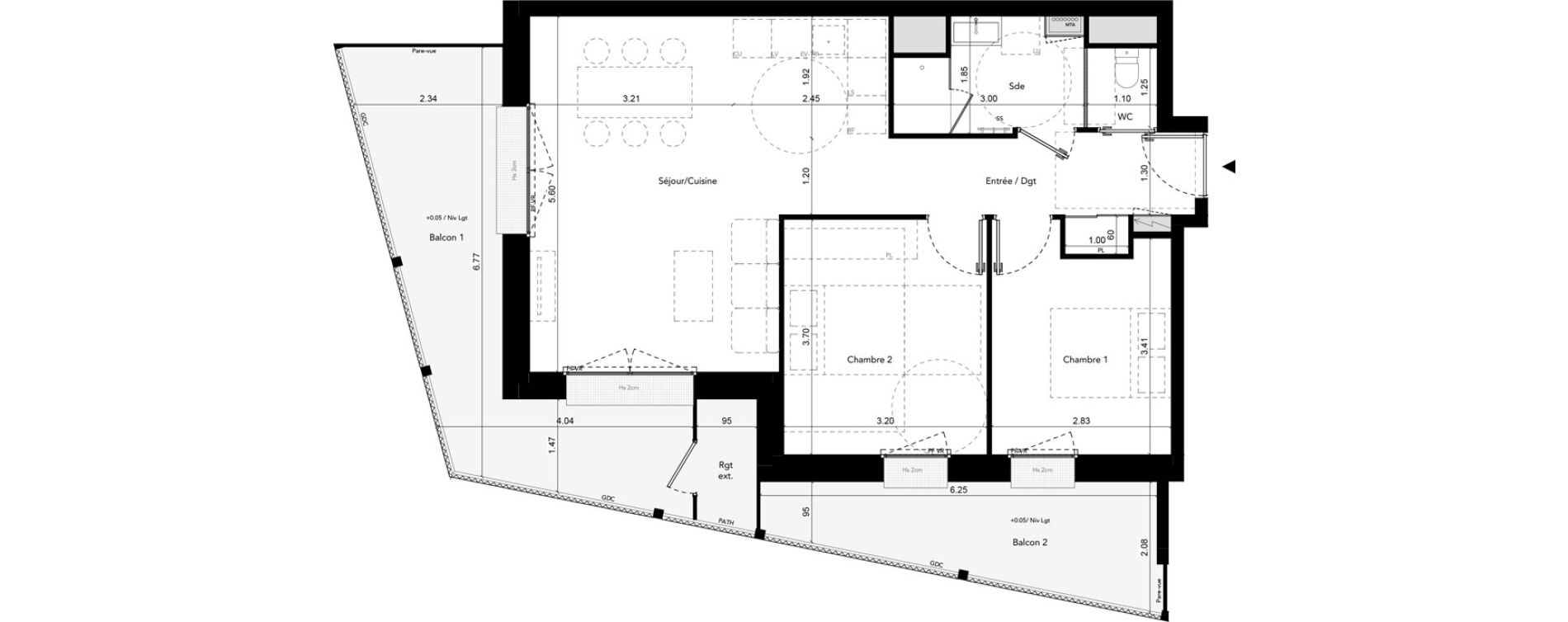 Appartement T3 de 61,25 m2 &agrave; Brest Les capucins