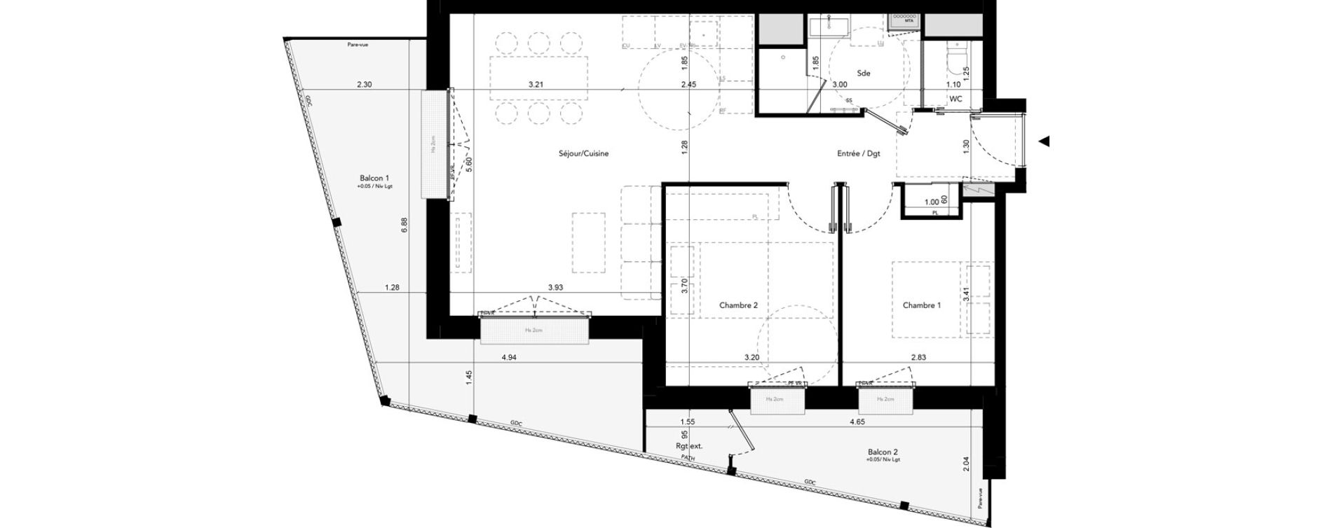 Appartement T3 de 61,25 m2 &agrave; Brest Les capucins