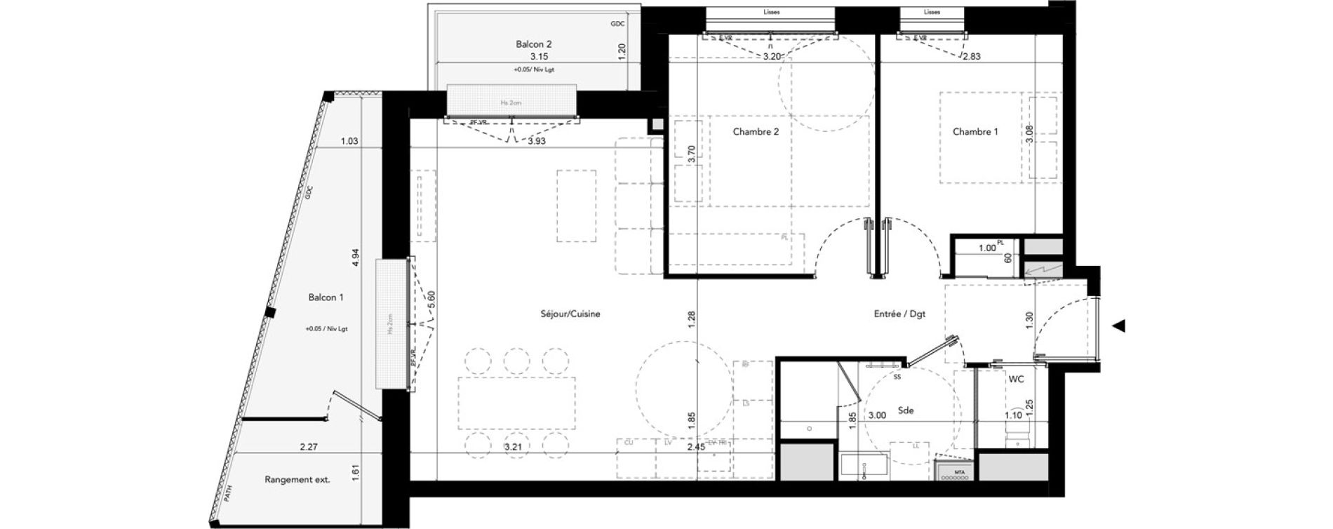 Appartement T3 de 61,20 m2 &agrave; Brest Les capucins