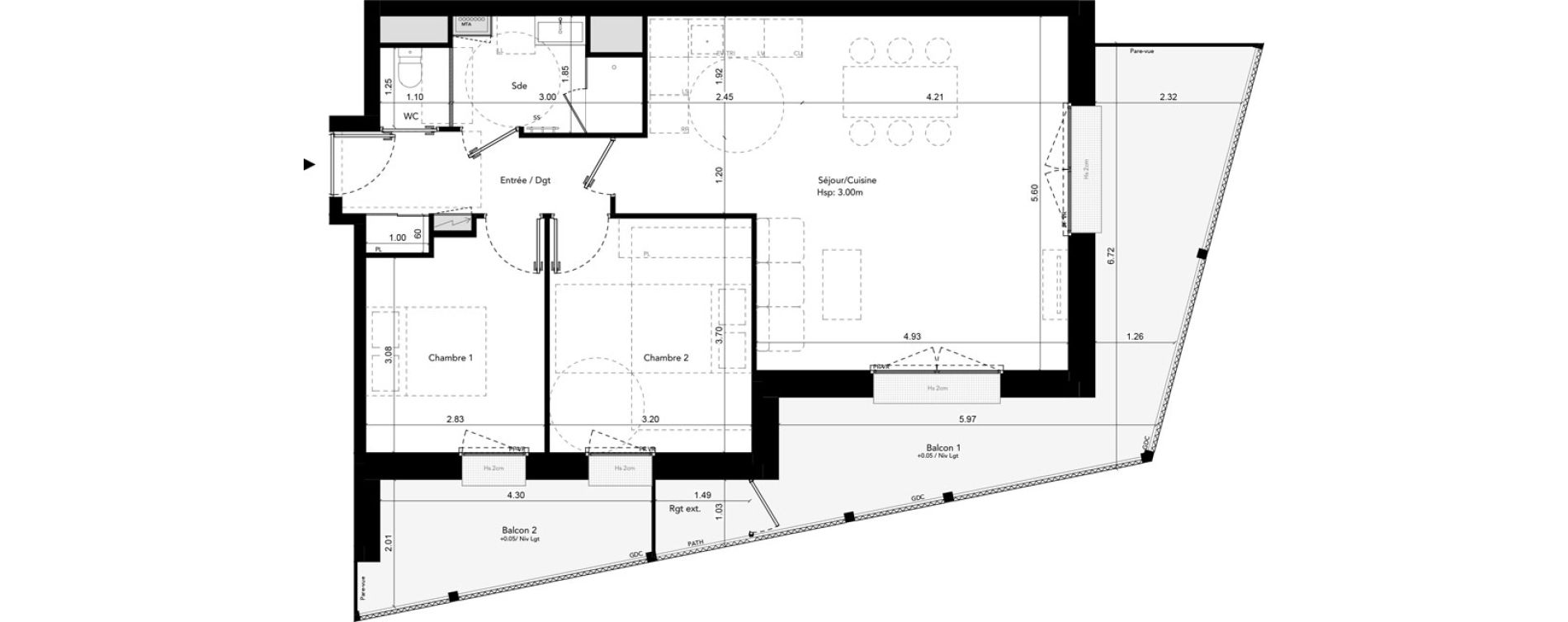 Appartement T3 de 66,85 m2 &agrave; Brest Les capucins