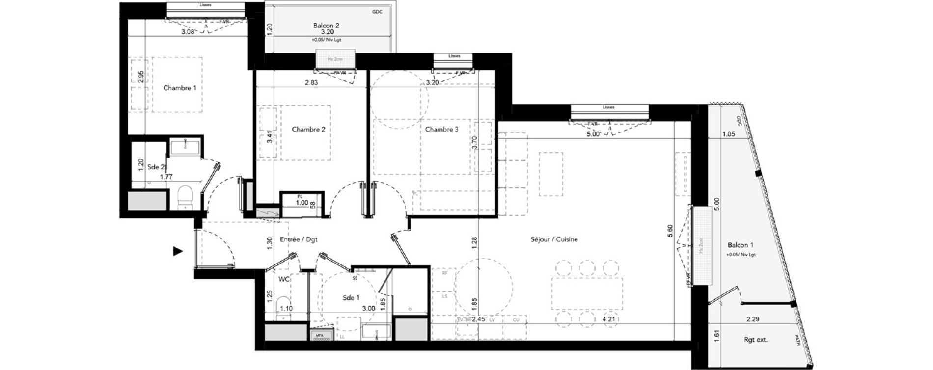 Appartement T4 de 82,50 m2 &agrave; Brest Les capucins