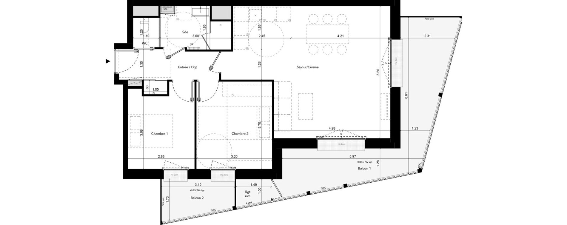 Appartement T3 de 66,85 m2 &agrave; Brest Les capucins