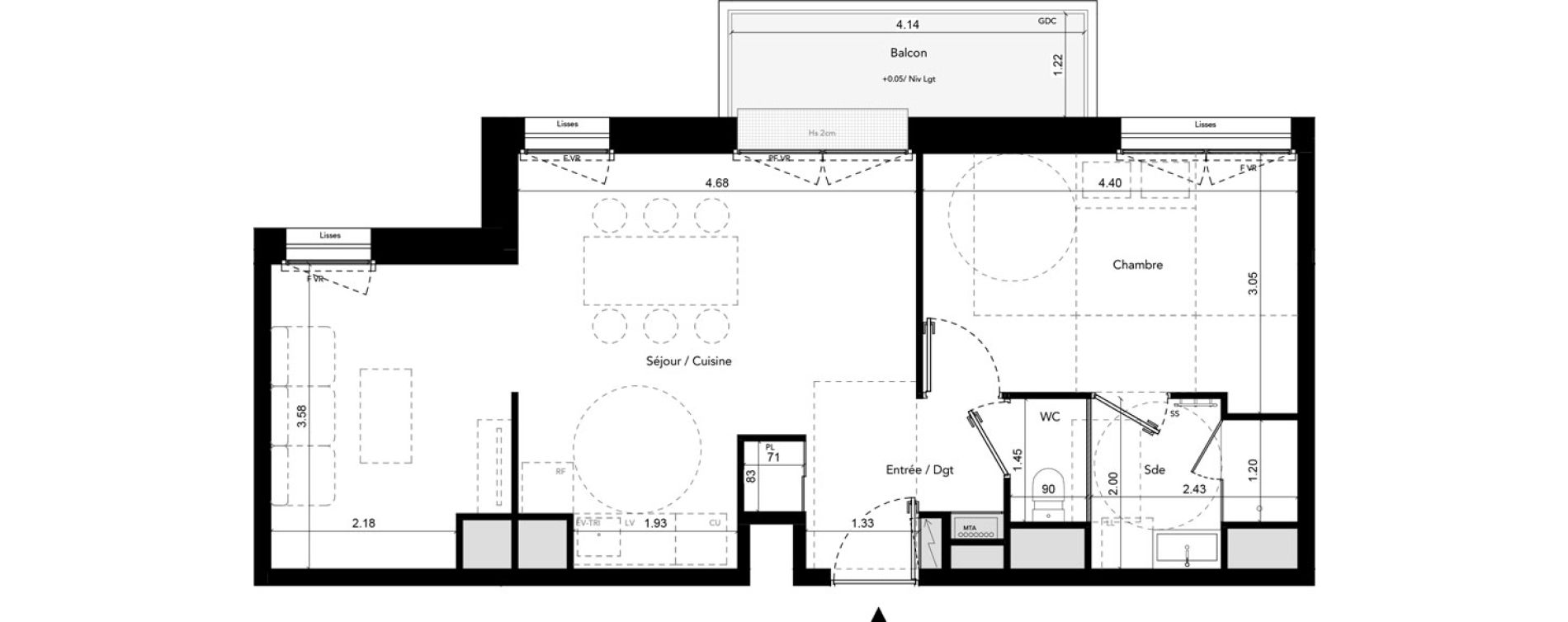 Appartement T2 de 50,80 m2 &agrave; Brest Les capucins