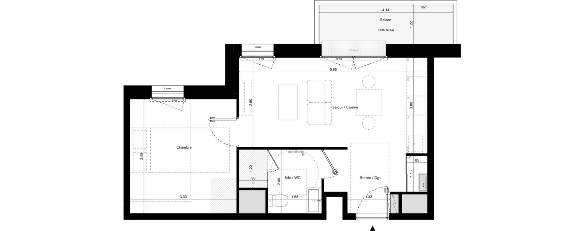 Appartement T2 de 37,95 m2 &agrave; Brest Les capucins