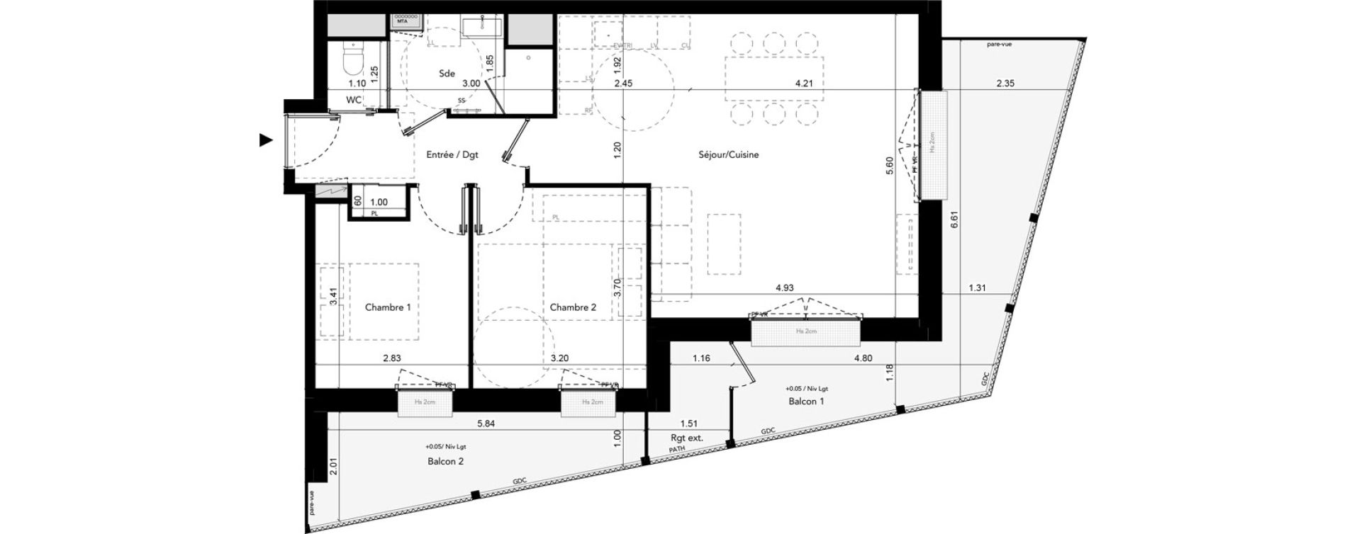 Appartement T3 de 66,85 m2 &agrave; Brest Les capucins