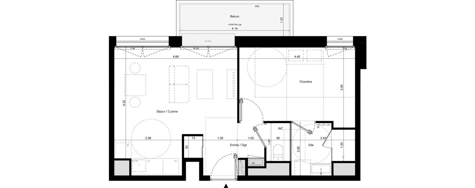 Appartement T2 de 41,00 m2 &agrave; Brest Les capucins