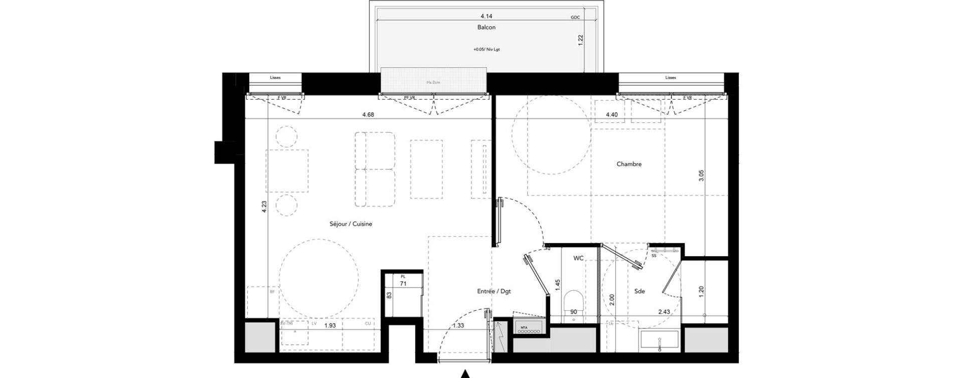 Appartement T2 de 41,00 m2 &agrave; Brest Les capucins