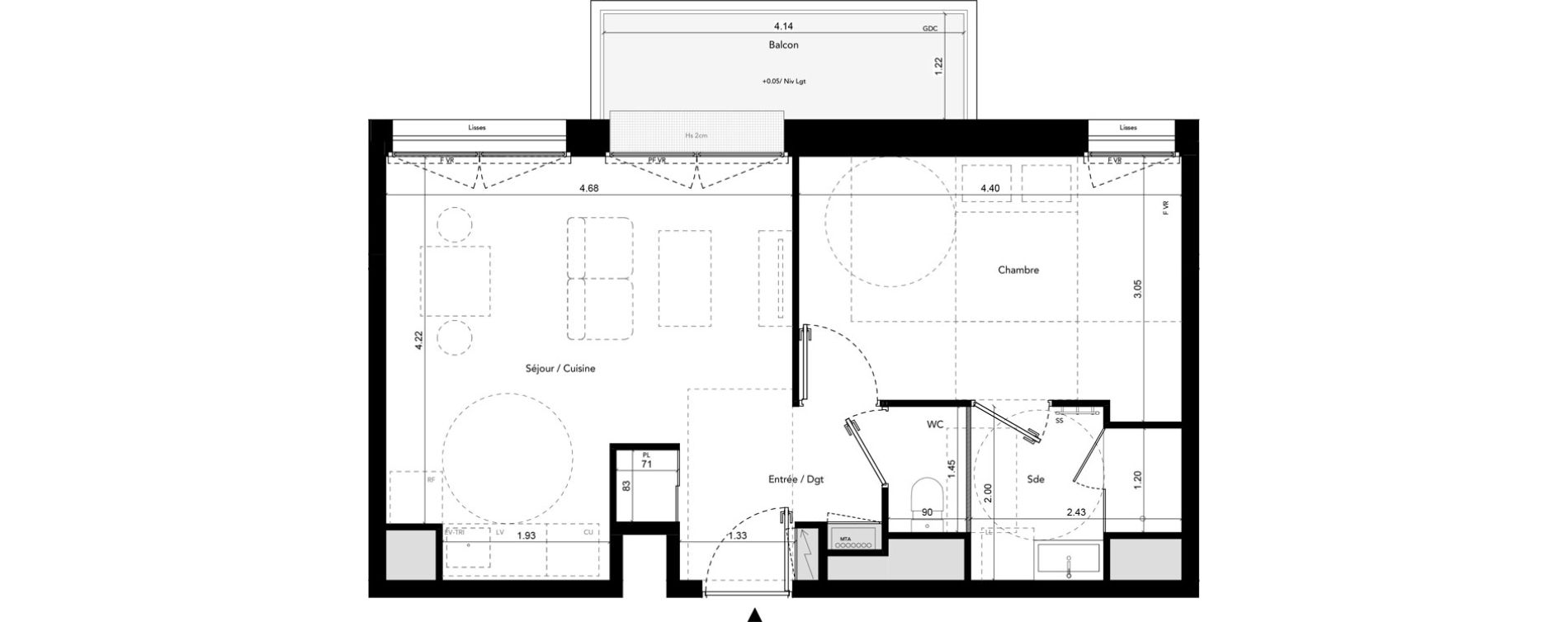 Appartement T2 de 41,00 m2 &agrave; Brest Les capucins