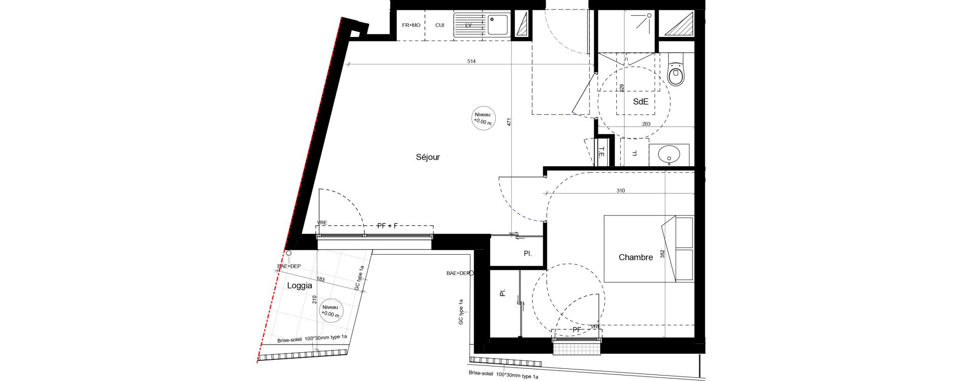 Appartement T2 meubl&eacute; de 42,84 m2 &agrave; Brest Cerdan