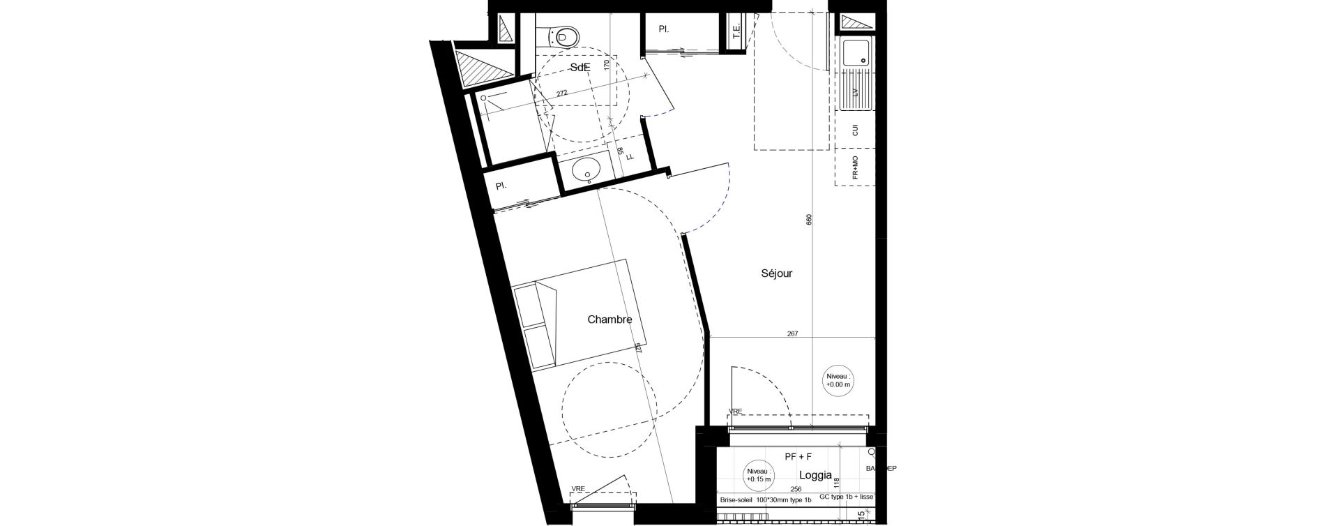 Appartement T2 meubl&eacute; de 40,21 m2 &agrave; Brest Cerdan