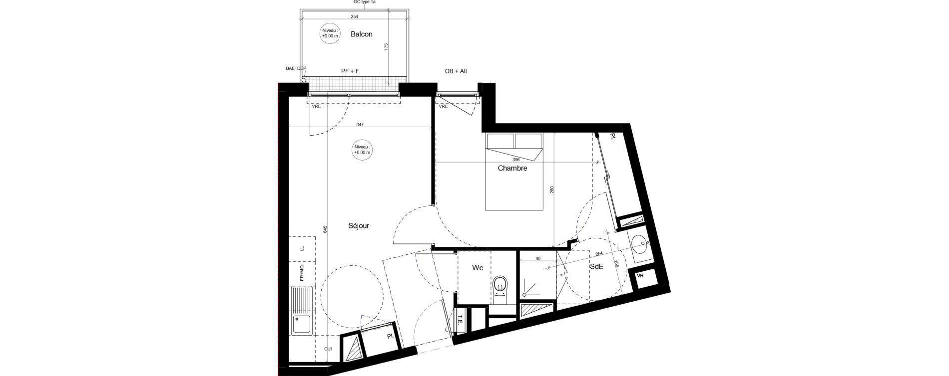 Appartement T2 meubl&eacute; de 42,67 m2 &agrave; Brest Cerdan