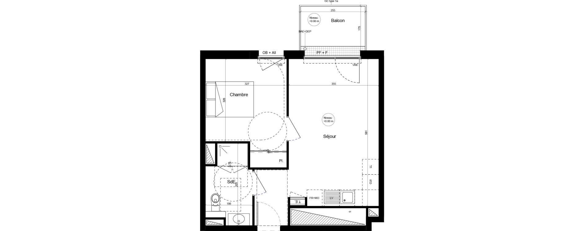 Appartement T2 meubl&eacute; de 40,29 m2 &agrave; Brest Cerdan