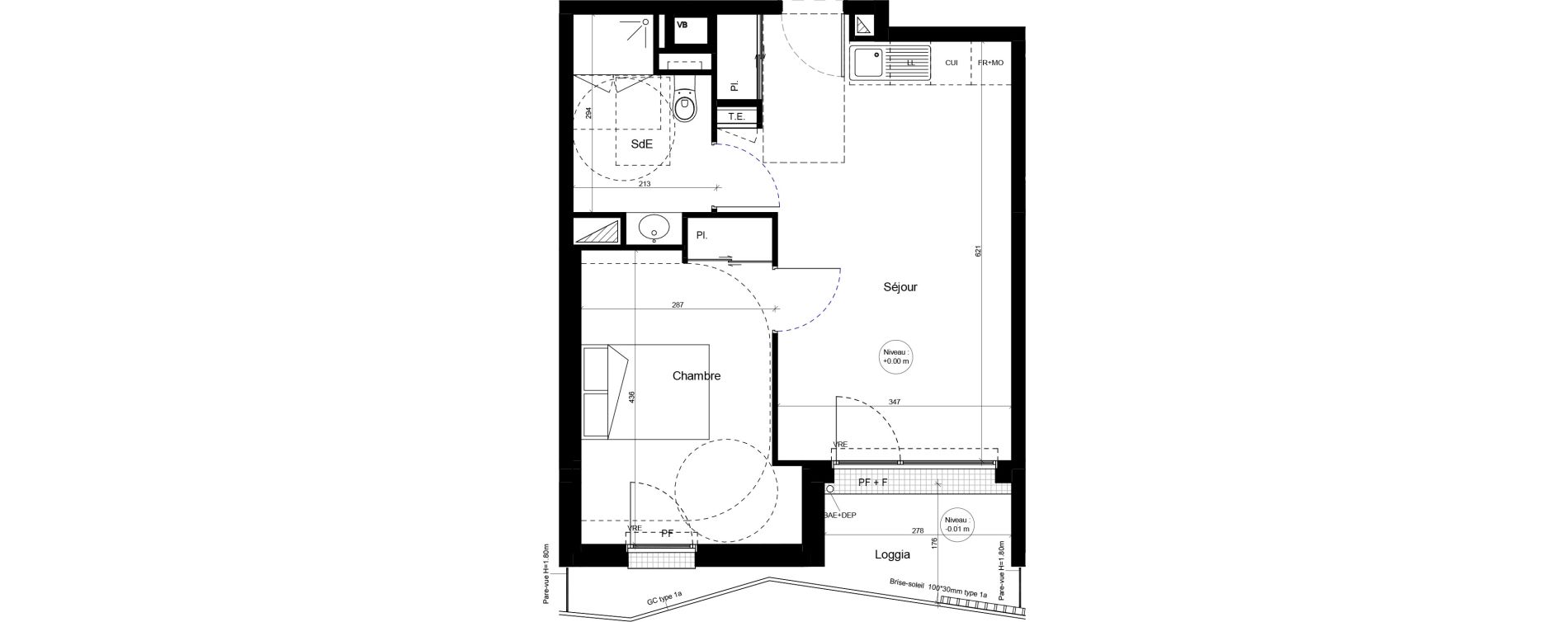 Appartement T2 meubl&eacute; de 43,51 m2 &agrave; Brest Cerdan