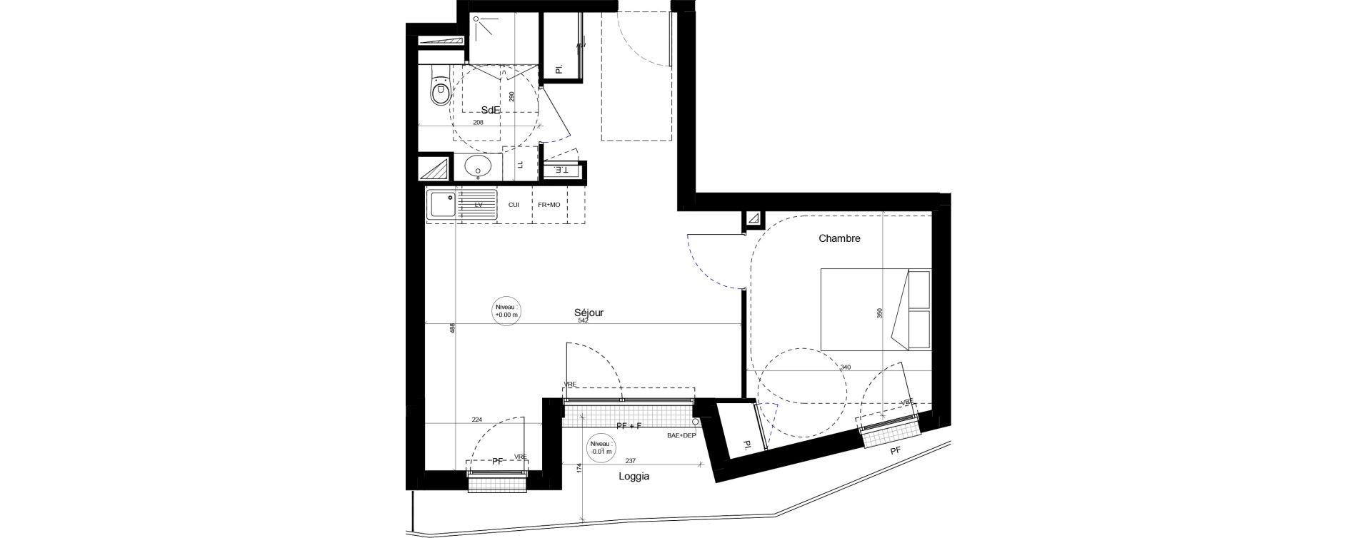 Appartement T2 meubl&eacute; de 45,49 m2 &agrave; Brest Cerdan