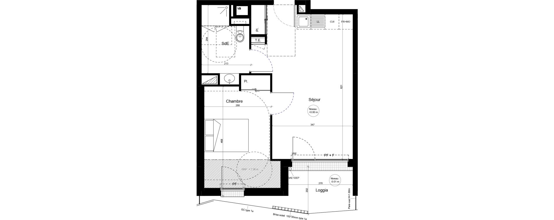 Appartement T2 meubl&eacute; de 43,51 m2 &agrave; Brest Cerdan