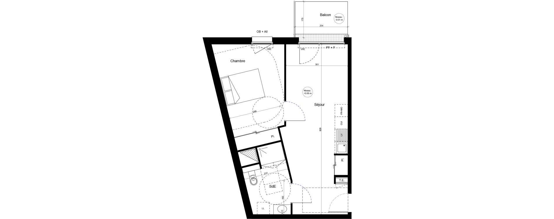 Appartement T2 meubl&eacute; de 45,05 m2 &agrave; Brest Cerdan