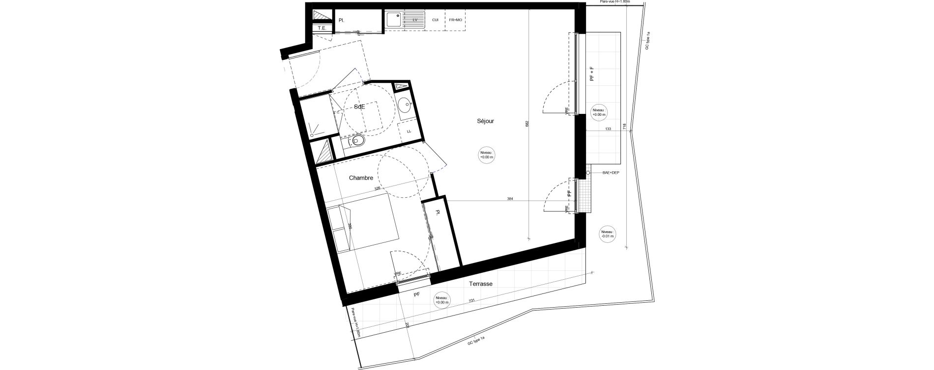 Appartement T2 meubl&eacute; de 57,19 m2 &agrave; Brest Cerdan
