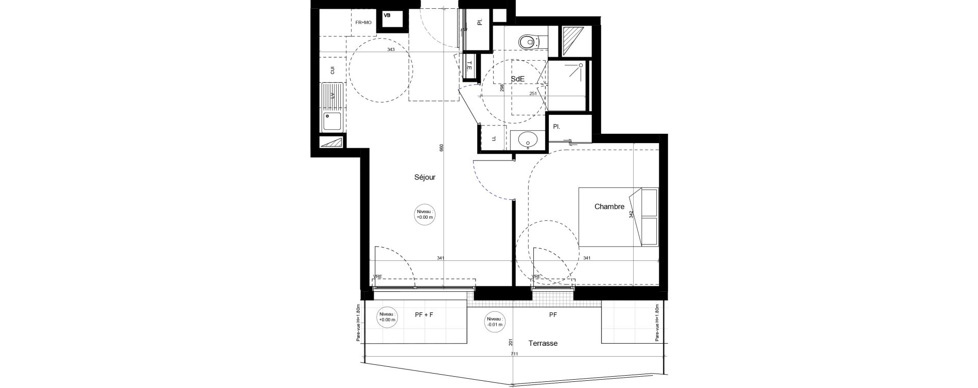Appartement T2 meubl&eacute; de 40,86 m2 &agrave; Brest Cerdan