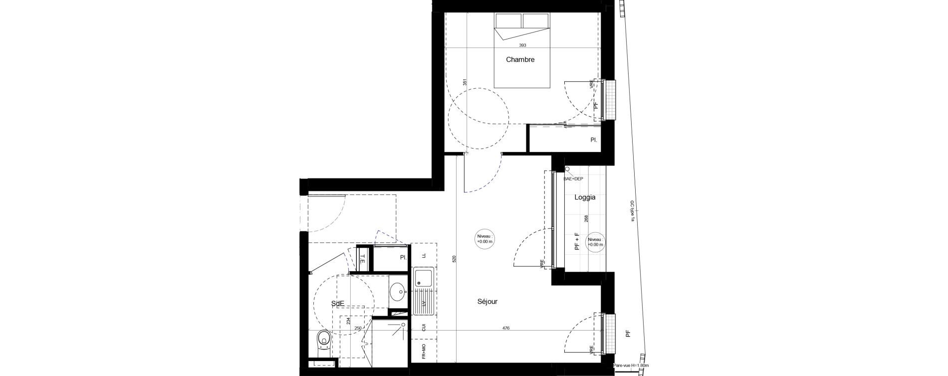 Appartement T2 meubl&eacute; de 44,14 m2 &agrave; Brest Cerdan
