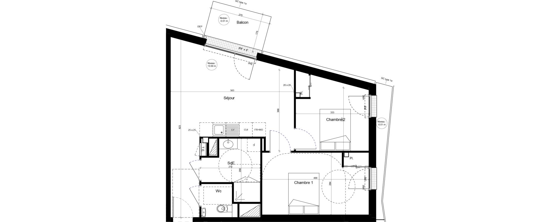 Appartement T3 meubl&eacute; de 59,44 m2 &agrave; Brest Cerdan