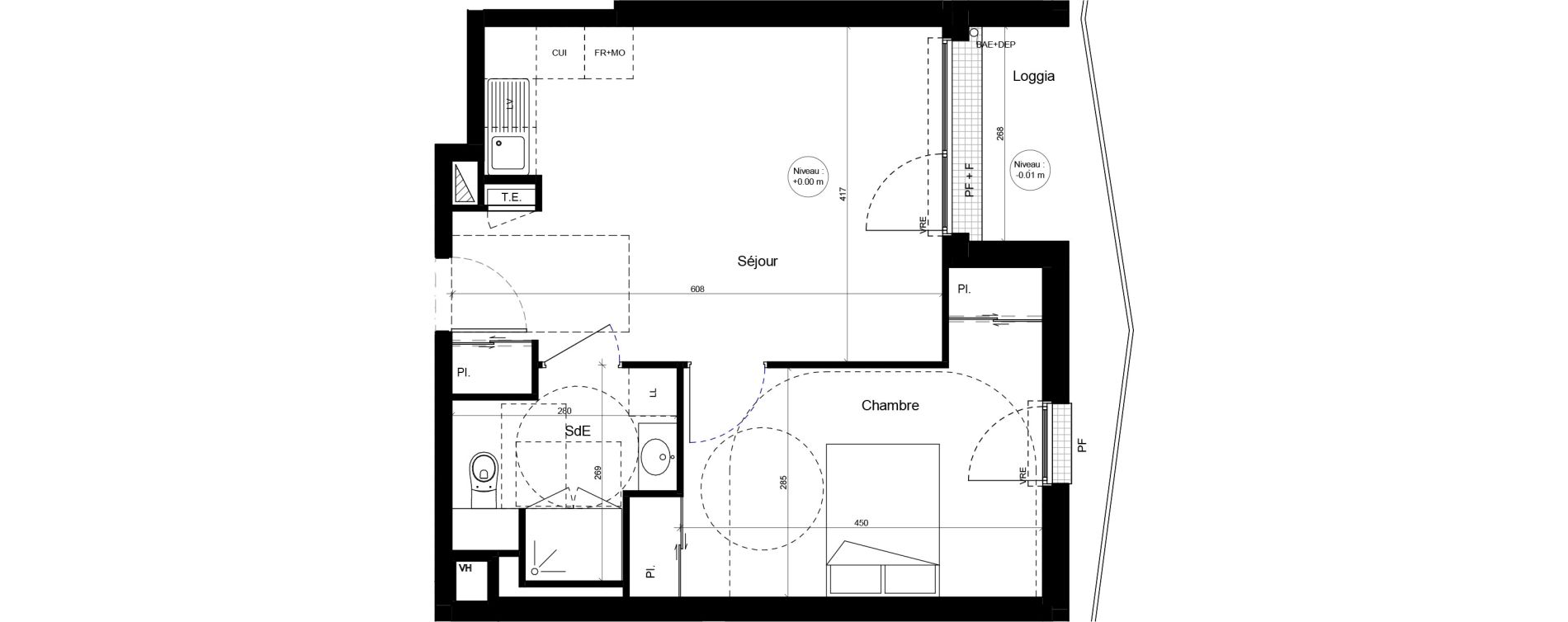 Appartement T2 meubl&eacute; de 44,98 m2 &agrave; Brest Cerdan