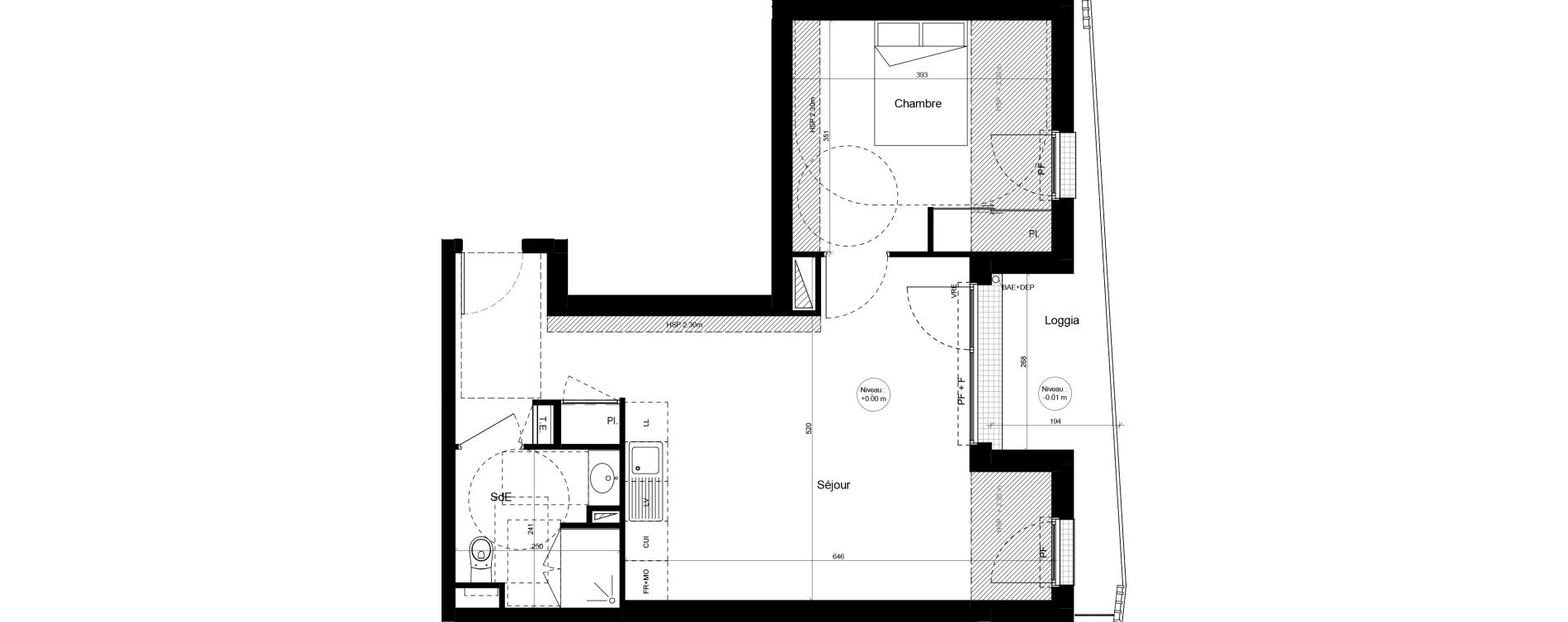 Appartement T2 meubl&eacute; de 52,23 m2 &agrave; Brest Cerdan
