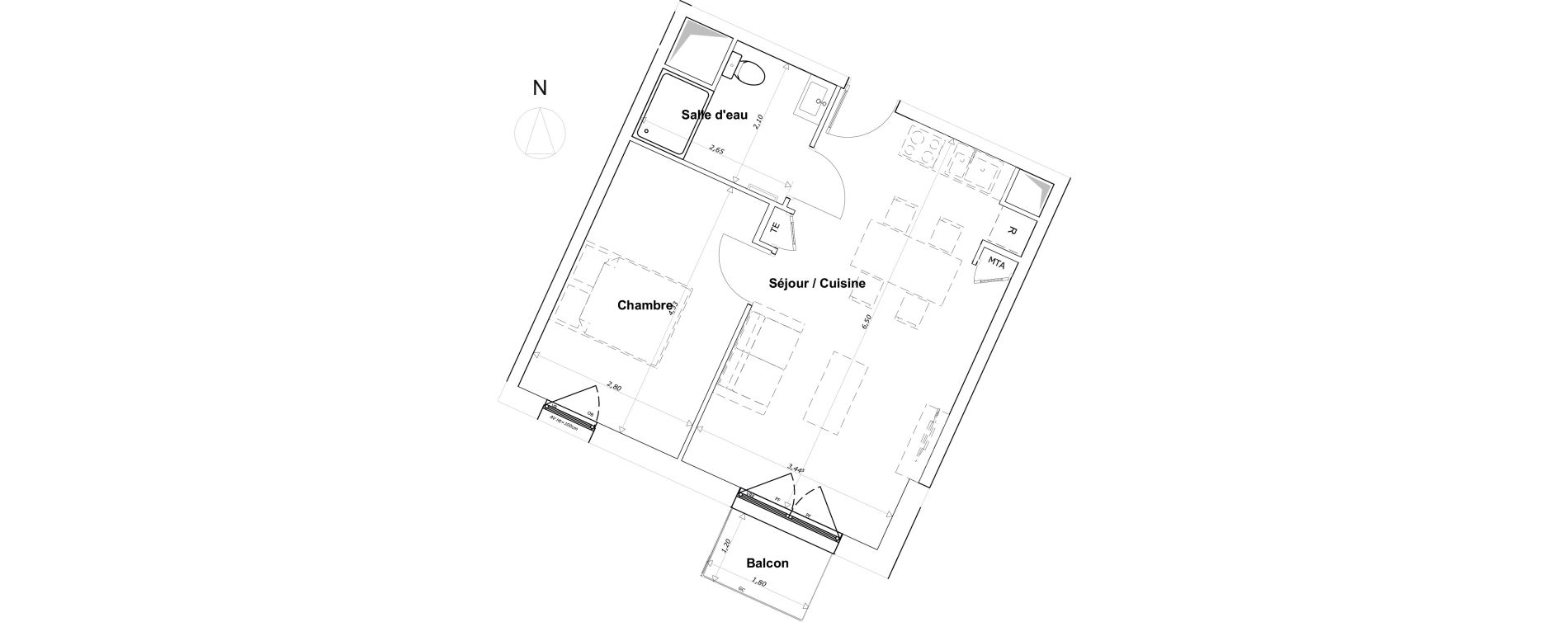 Appartement T2 de 39,61 m2 &agrave; Brest Bellevue