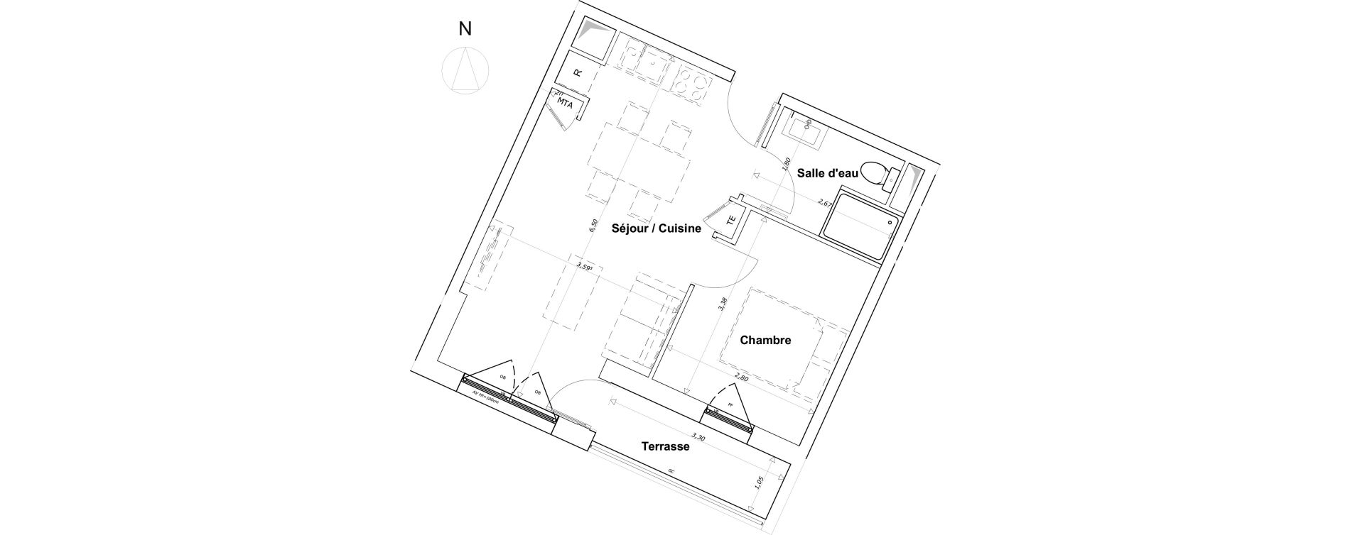 Appartement T2 de 35,33 m2 &agrave; Brest Bellevue
