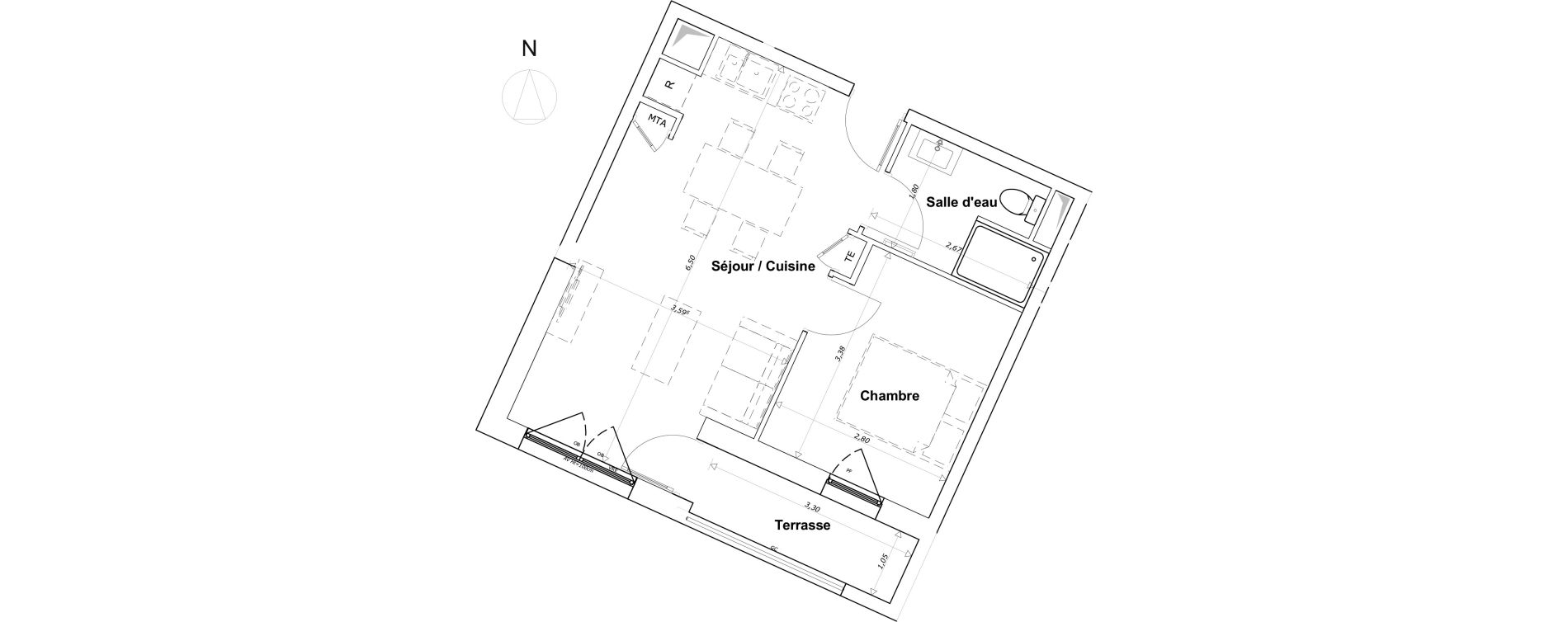 Appartement T2 de 35,35 m2 &agrave; Brest Bellevue