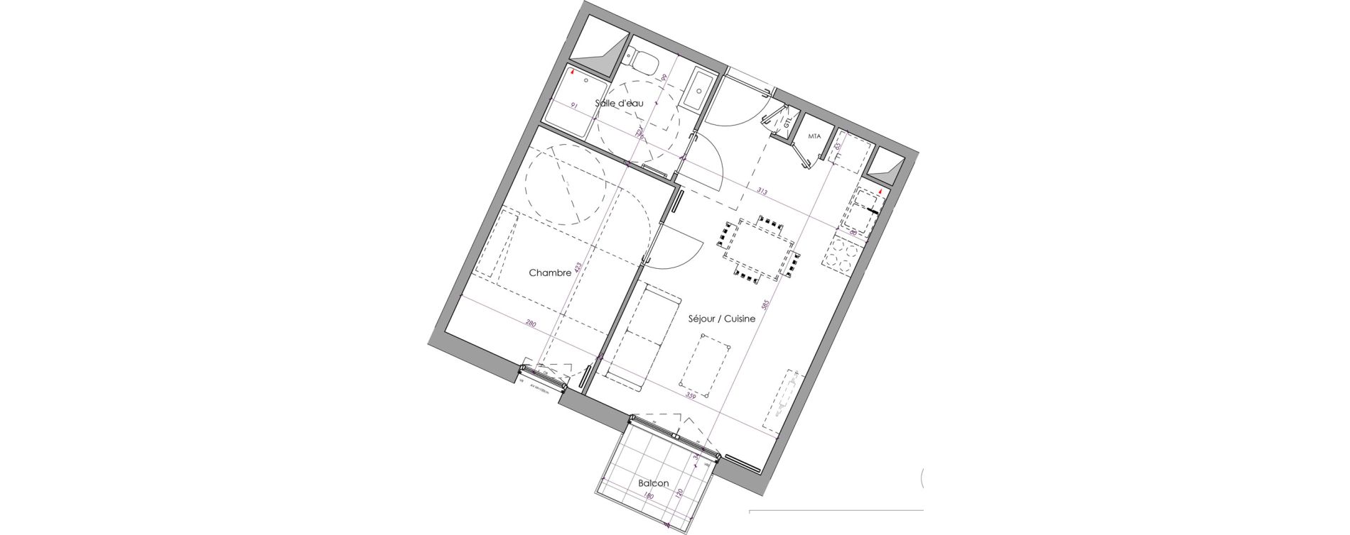Appartement T2 de 39,35 m2 &agrave; Brest Bellevue