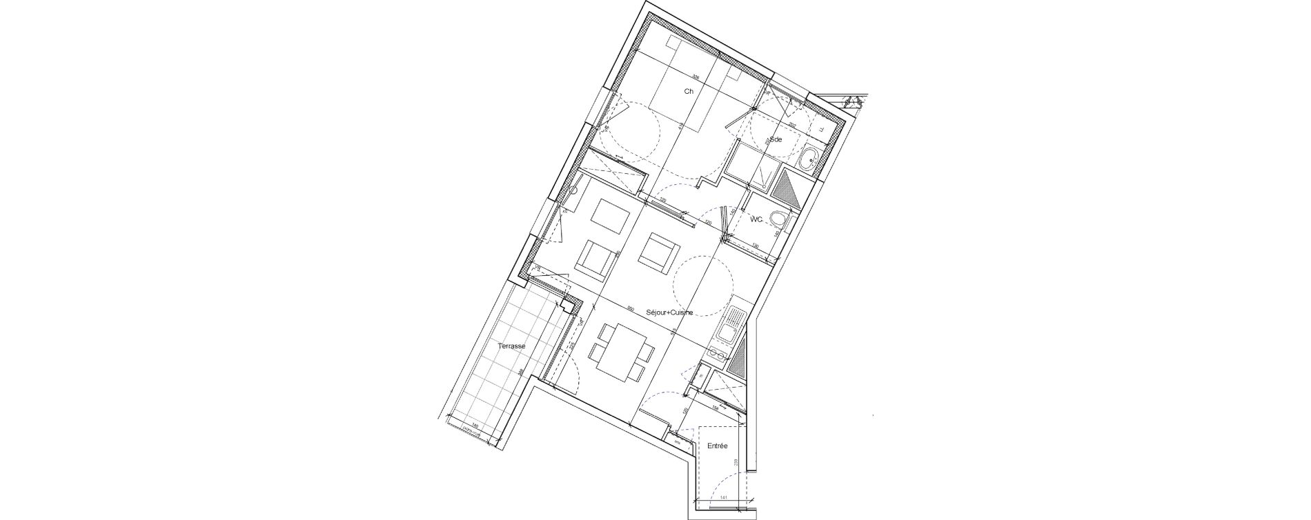 Appartement T2 de 48,36 m2 &agrave; Brest Brest les capucins