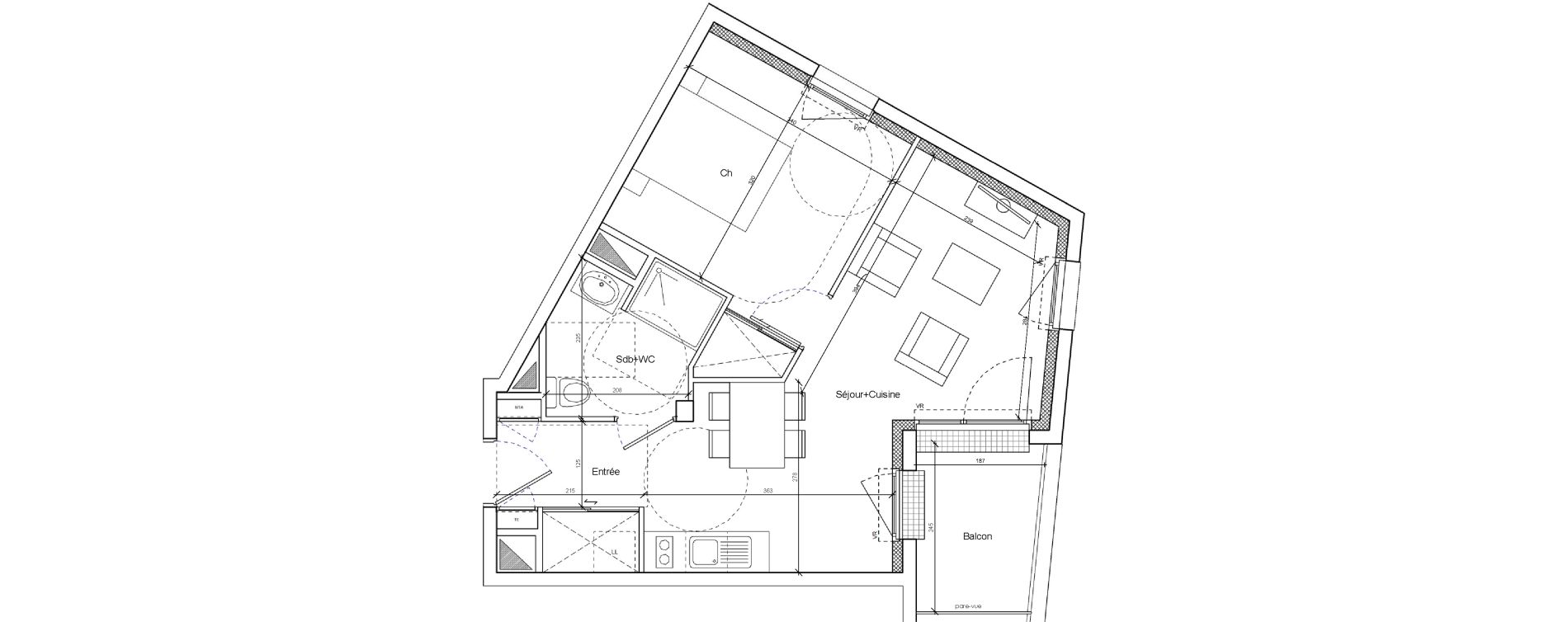 Appartement T2 de 40,63 m2 &agrave; Brest Brest les capucins