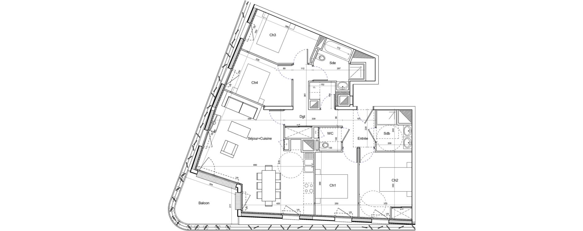 Appartement T5 de 97,21 m2 &agrave; Brest Les capucins